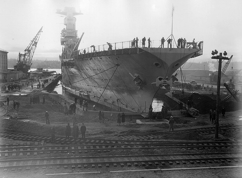USS Saratonga in a dry dock 