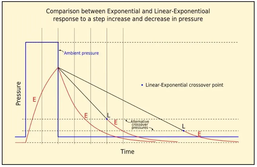 Exponential gas uptake, linear washout
