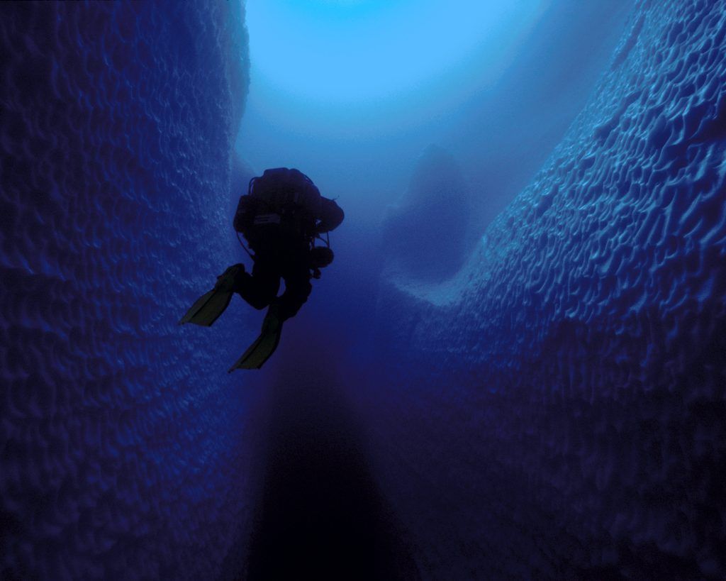 Paul Heinerth leaving Ice Island Cave #4