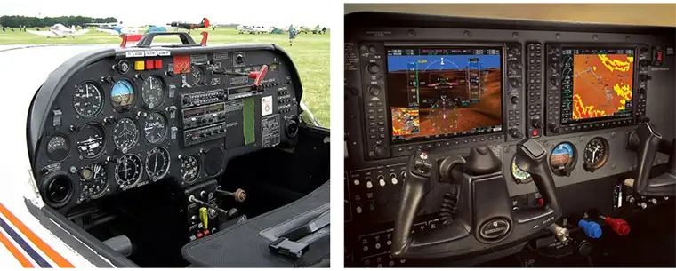 Traditional Analog Cockpit vs Digital Glass Cockpit