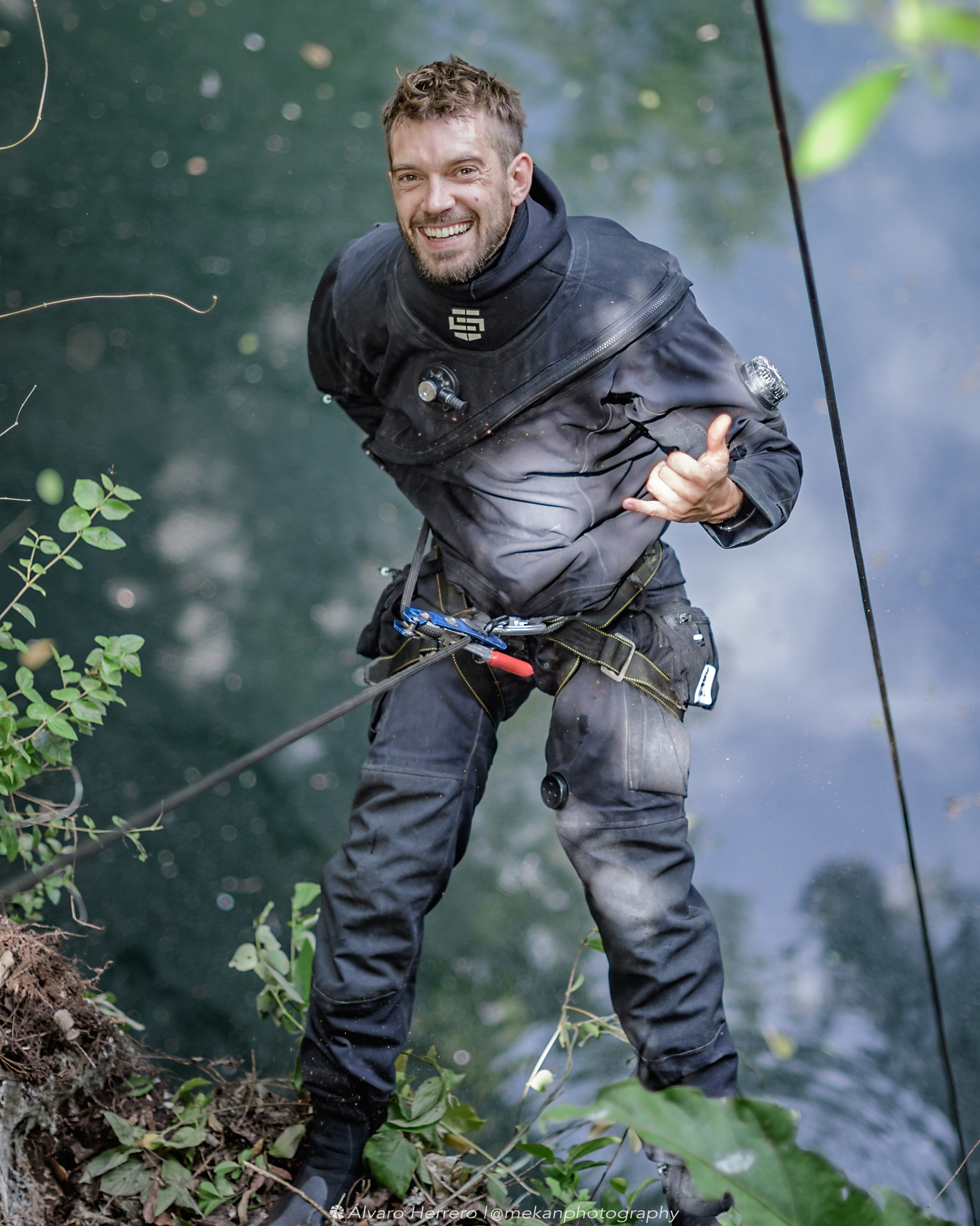 repelling  into Cenote Yaakun