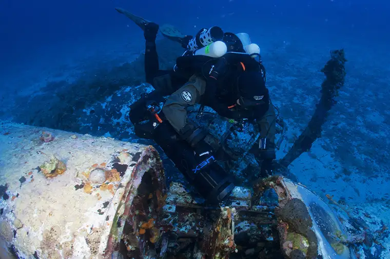 Vasilis examining the cockpit