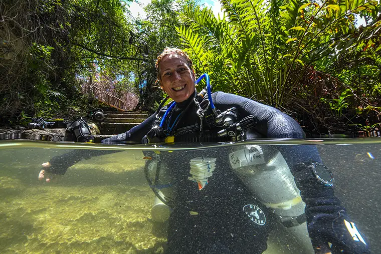 Alessandra at Abaco caves in Bahamas