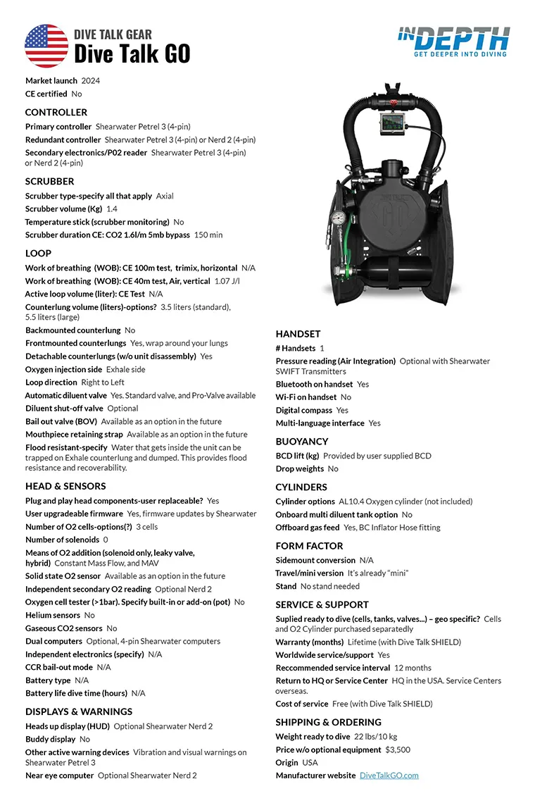 Dive Talk GO Rebreather